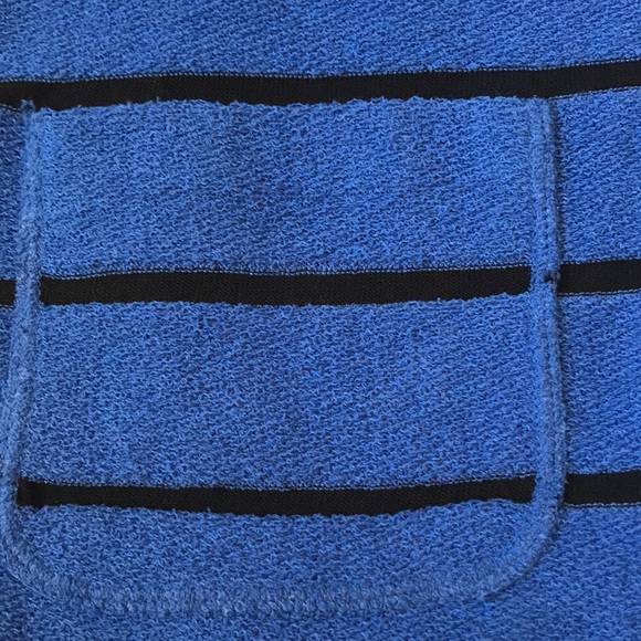 Stizzoli Italian made royal w black sheer stripes boxy crop sleeve cardi EUC - Picture 3 of 7